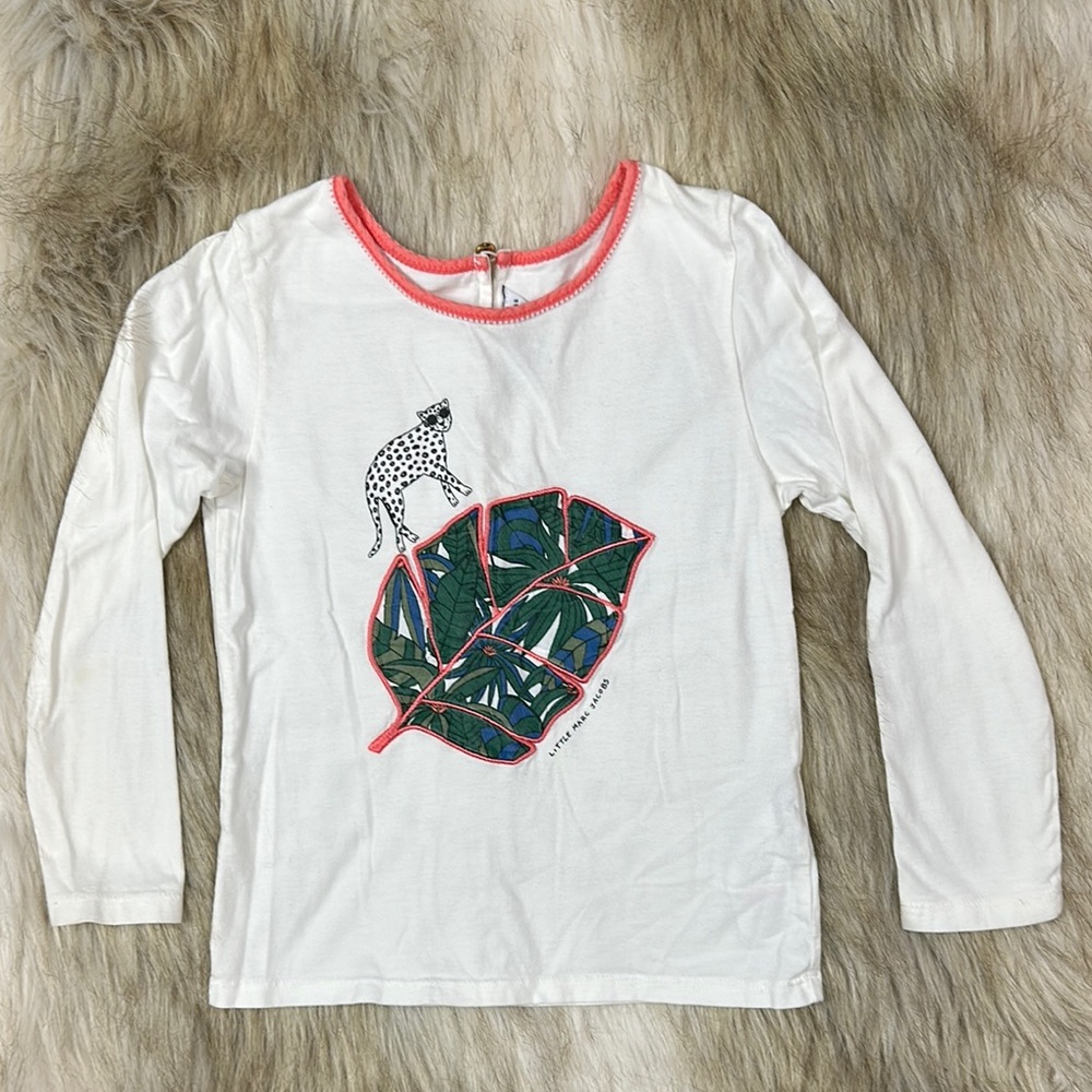 Size 5 Little Marc Jacob’s Kids Long Sleeve Cheetah Tropical Leaf Shirt